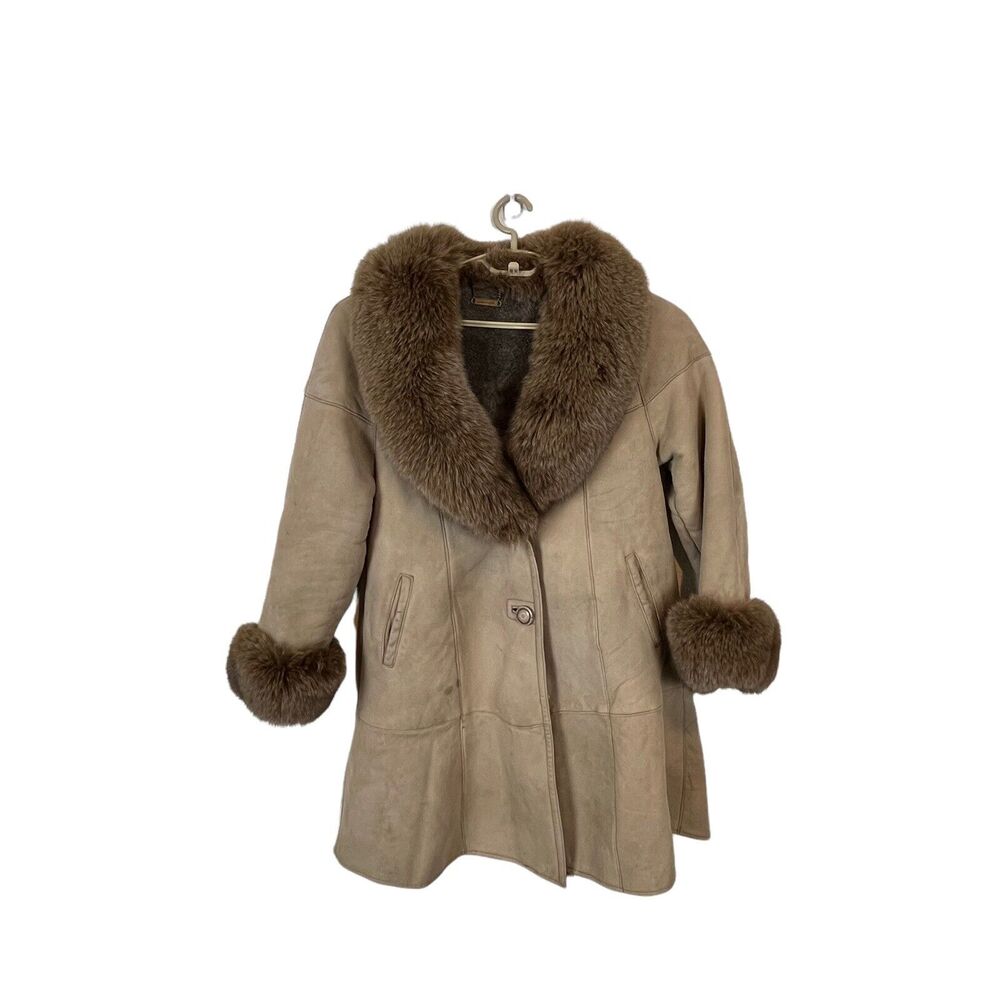 Shearling Lambskin Suede Women's Coat Lambspia Vintage Korean Size 85 US M or L